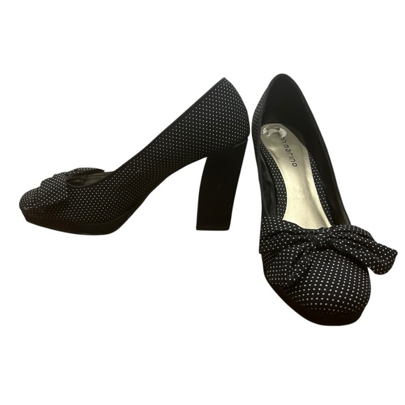 Ann Marino Black & White Polka Dot Heels Size 8.5 - Picture 4 of 6